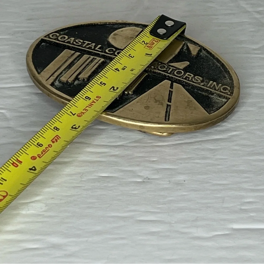 Vintage CC Coastal Contractors MCM 100% Brass Belt Buckle DynaBuckle Provo Utah
